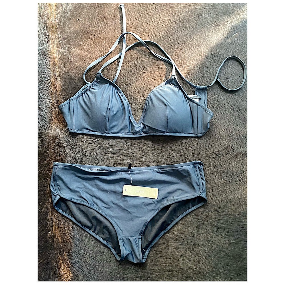 J. Crew navy swim top and bottom set, M/L